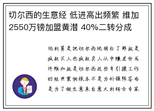 切尔西的生意经 低进高出频繁 维加2550万镑加盟黄潜 40%二转分成
