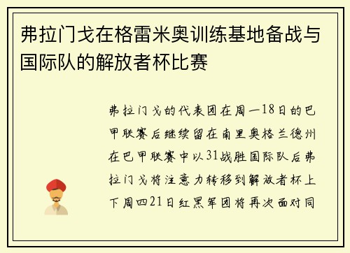 弗拉门戈在格雷米奥训练基地备战与国际队的解放者杯比赛